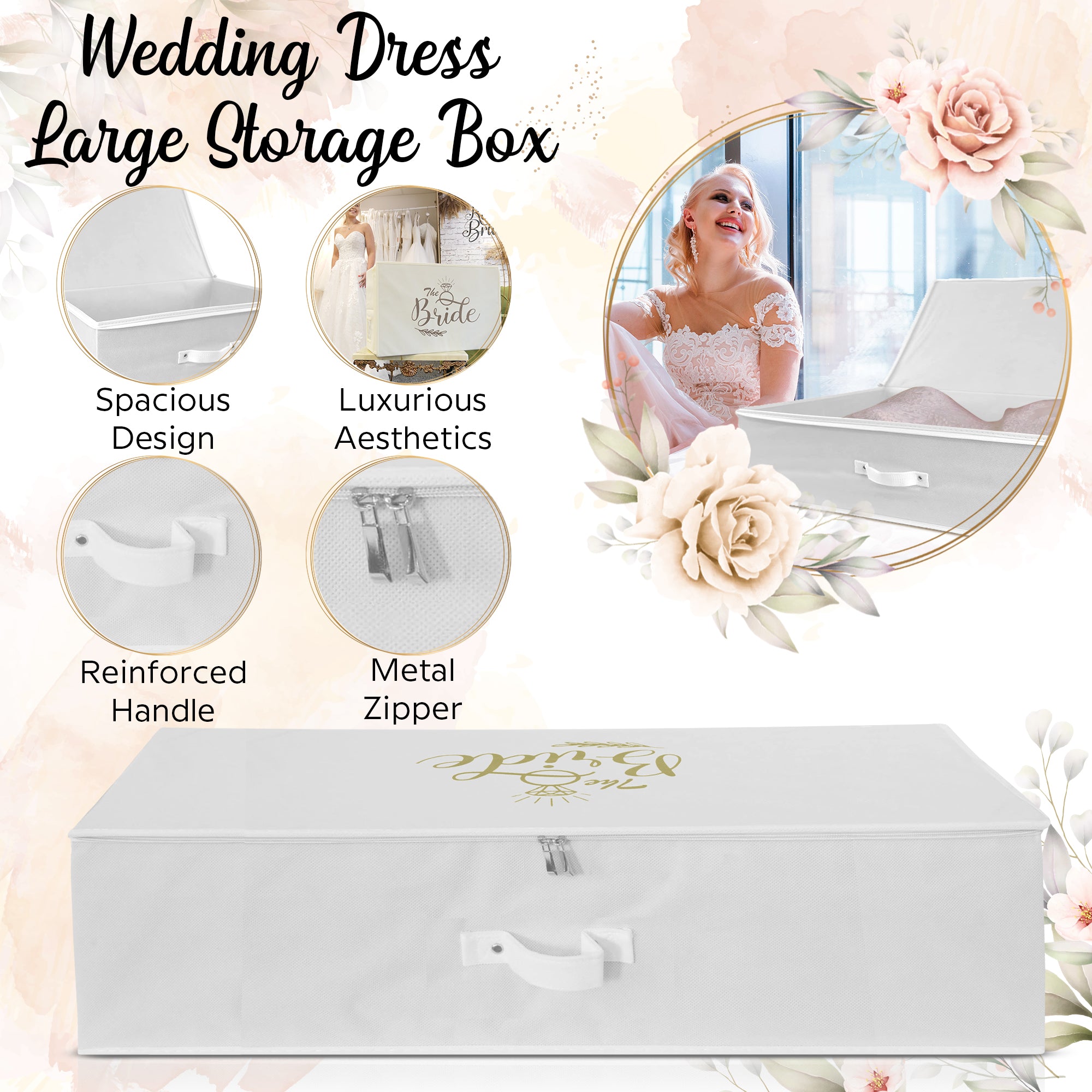 The Bride Printed White Wedding Dress Cover Bag Travel Storage box