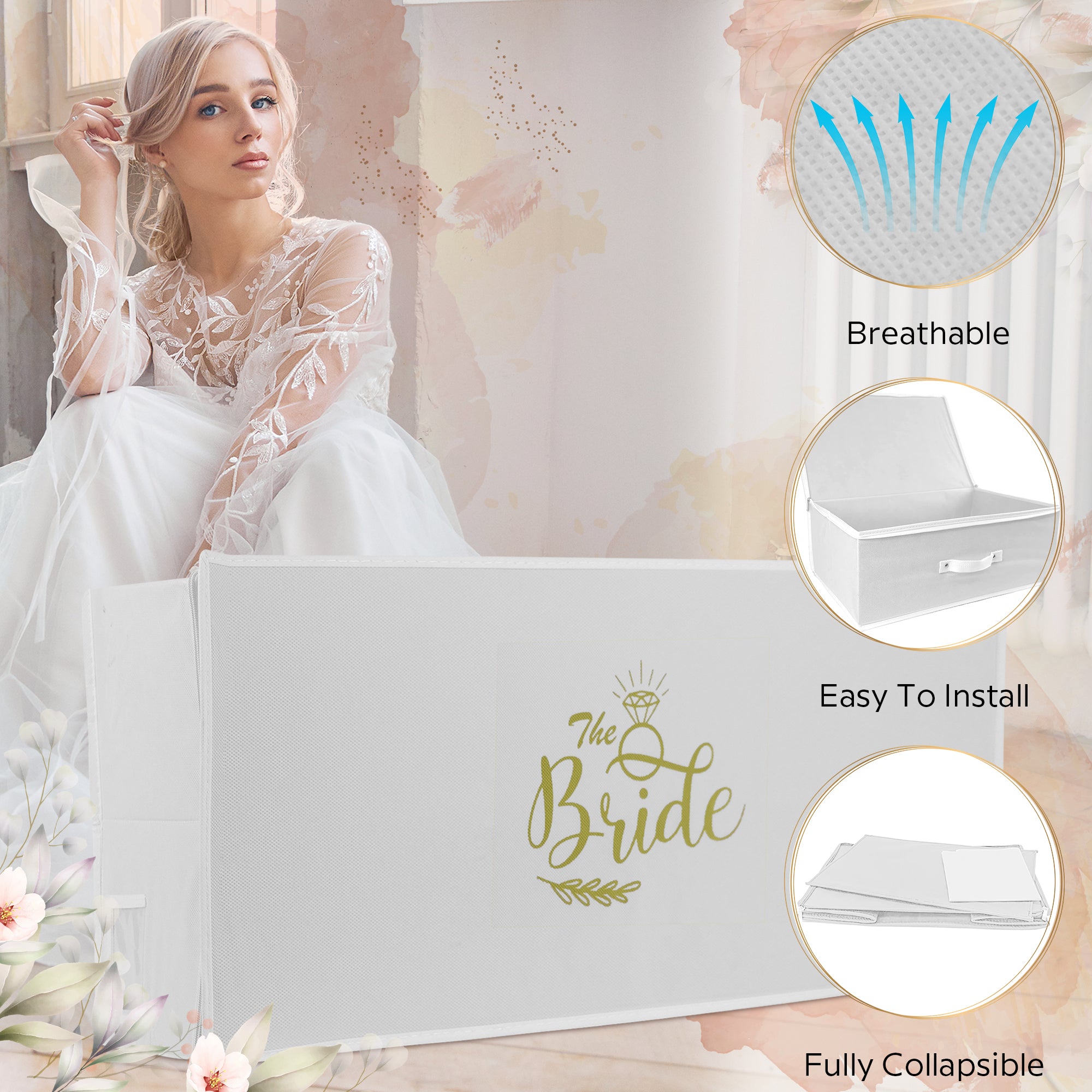 The Bride Printed White Wedding Dress Cover Bag Travel Storage box