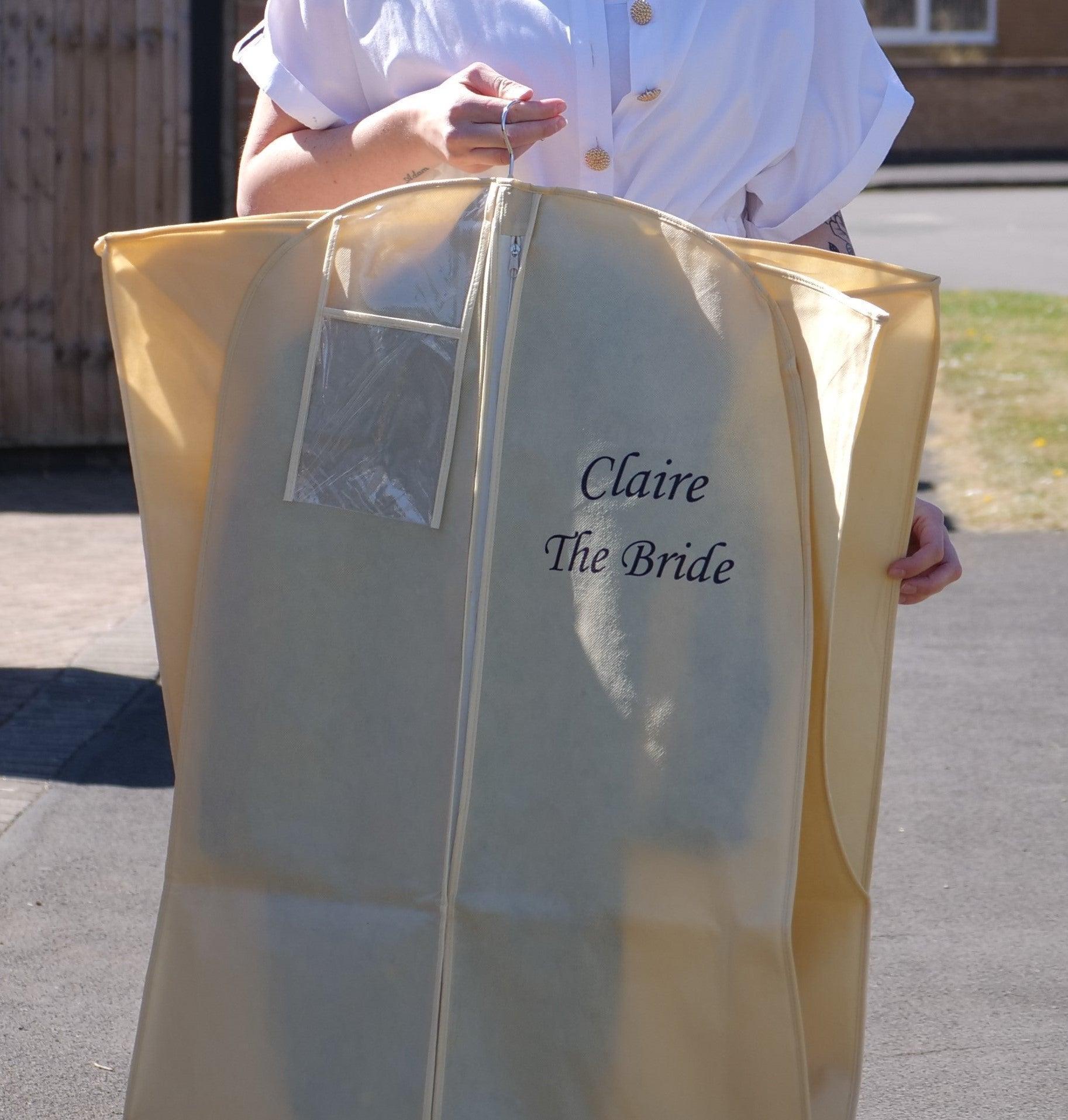 Personalised Wedding Dress Cover Bags with 8" Gusset - Wedcova UK Ltd